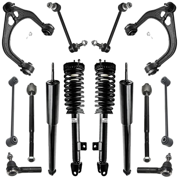 Detroit Axle - 14pc Front End Suspension Kit for Chrysler 300 Dodge Magnum Charger, Struts & Coil Spring Upper Control Arms w/Ball Joint Tie Rods Front Rear Sway Bars Rear Shock Absorbers Replacement