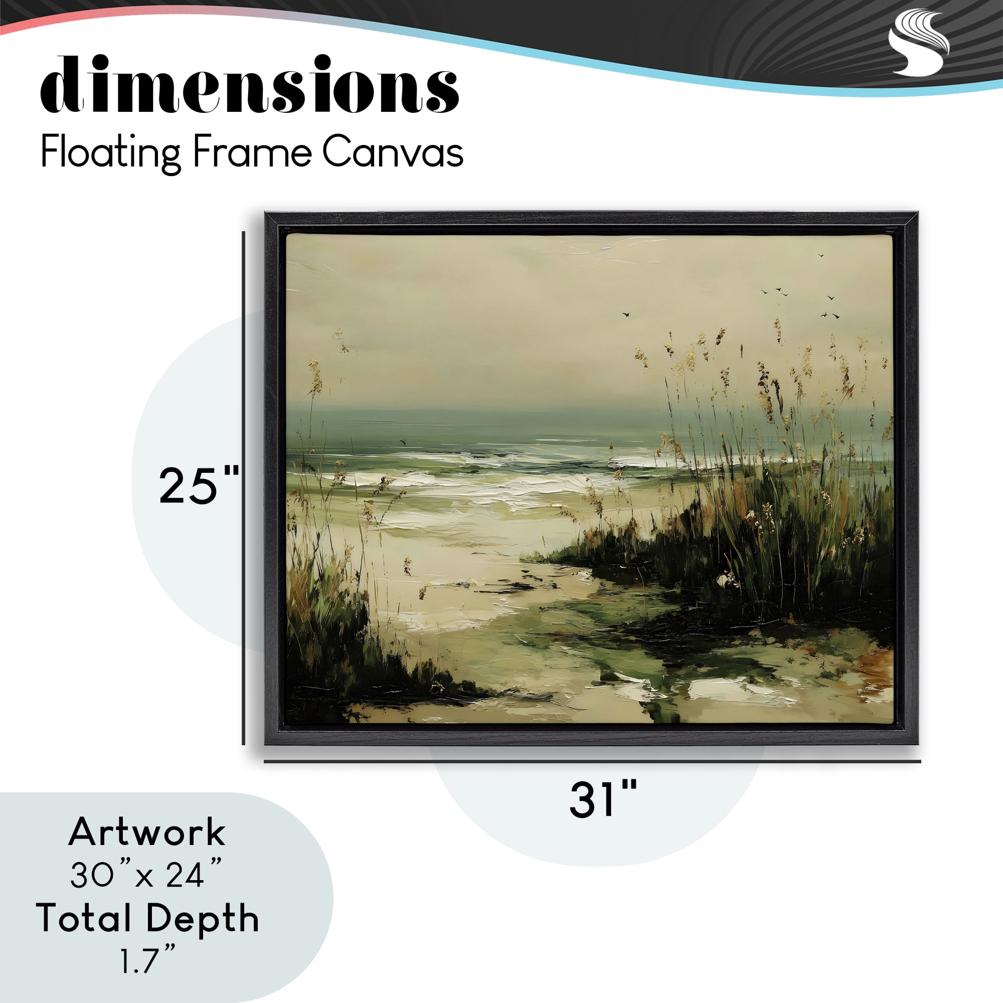 Stupell Industries Sea Oats on the Beach Black Framed Floater Canvas Wall Art, design by Franklyn Gregory