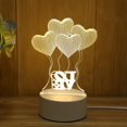 thumbnail image 1 of USB 3D LED Luz de noche junto a la cama Amor romántico Lámpara de mesa de escritorio de acrílico (D), 1 of 5