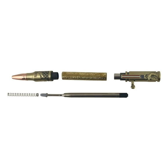Penn State Industries PKCP8ARAB Patriotic Etched Salute The Troops Bolt Action Pen Woodturning Kit (5, Antique Brass)