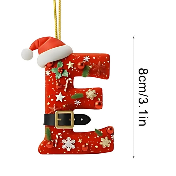 Decoraciones de Árbol de Navidad 2D Acrílico Decoración Carta Colgante con 26 Letras Diy Navidad Decoración Del Hogar Ornamentos Del Árbol de Navidad