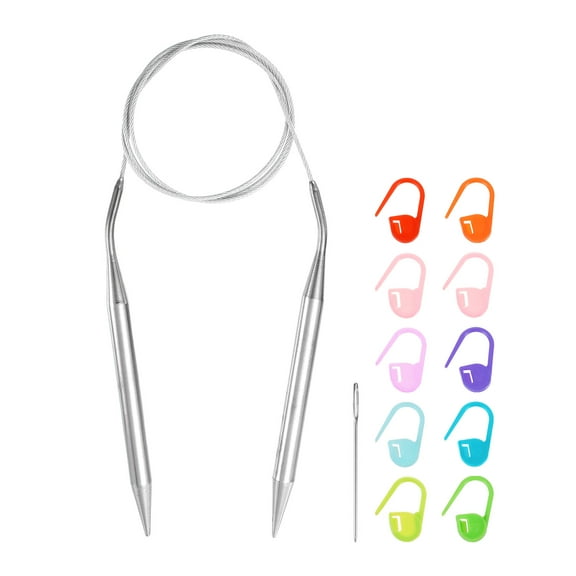 Uxcell Knitting Needles Size US 13(9mm) Circular Needle 39 Inch(100cm) Round Metal Stainless Steel Needle with Needles for Handmade Projects DIY Knitting