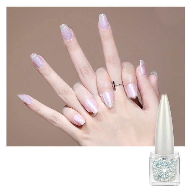 WIFKLSIIPG Water Based Nail Polish Micro Glue Quick Drying Non Baking Durable Non Peelable Student Sequins Fine Flash Manicure Set 7.5ml