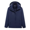 thumbnail image 2 of Jinhomg Women's Mountain Waterproof Jacket 2024 Trendy 3 In 1 Windproof Raincoat Thermal Cozy Long Sleeve Double Closure Windbreaker with Removable Liner and Hood Fall Saving Navy L, 2 of 4