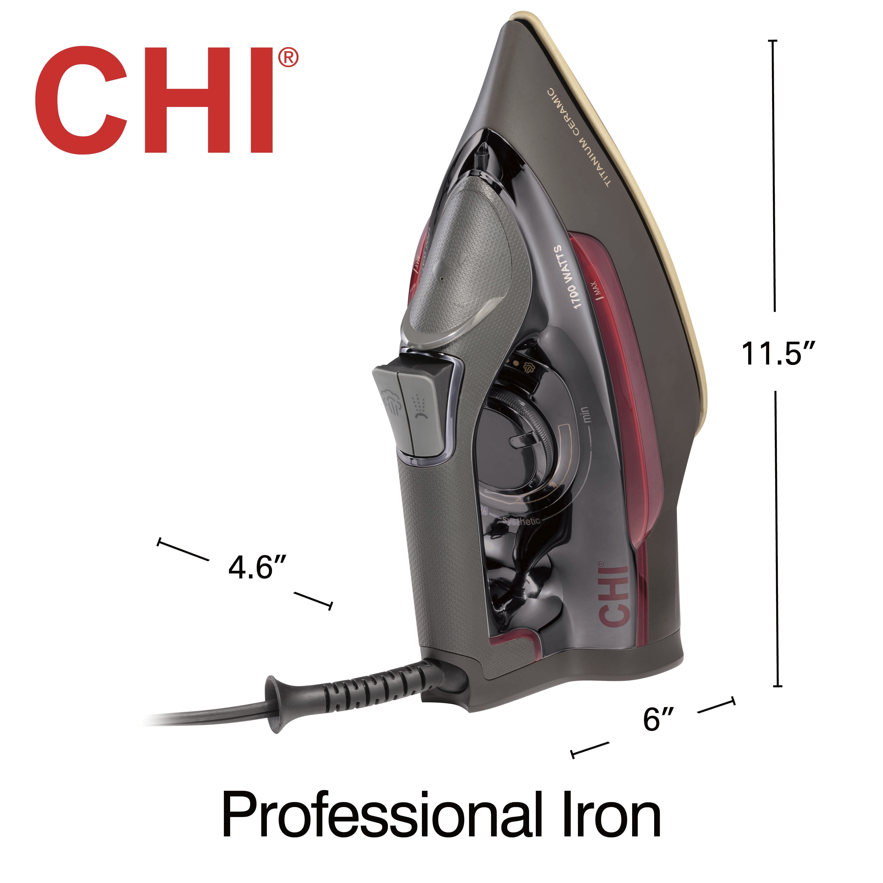 CHI Professional Clothing Iron 13104F, Long 10' cord