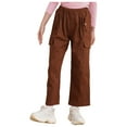 thumbnail image 3 of YIZYIF Kids Girls Daily Cargo Pants Casual Jogger Hip Hop Dance Pants Streetwear Sweatpants Brown 16, 3 of 7