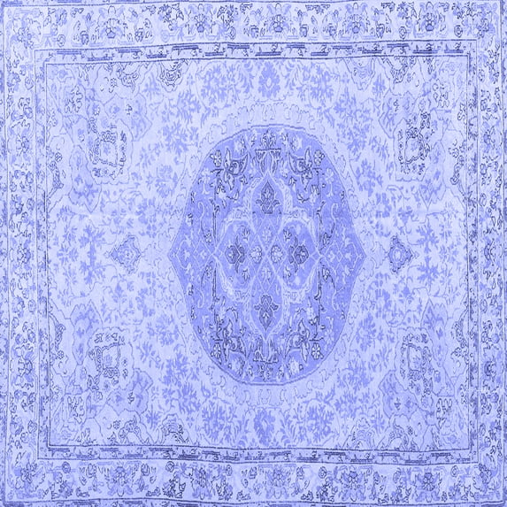 Ahgly Company Machine Washable Indoor Square Persian Blue Traditional Area Rugs, 7' Square
