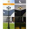 thumbnail image 6 of HORTUZZ Lamp Post Outdoor Lighting, 3-Head Black Hard Wired Pole Light for Outside, E26 Base Maximum 100W (Bulb Not Included), Waterproof Street Light Fixture for Yard, Garden, Driveway (Classic), 6 of 7