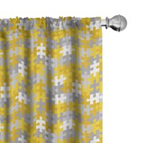 Ambesonne Abstract Window Curtains, Modern Game Pieces Print, Each 28" W x 84" L, Earth Yellow and Grey