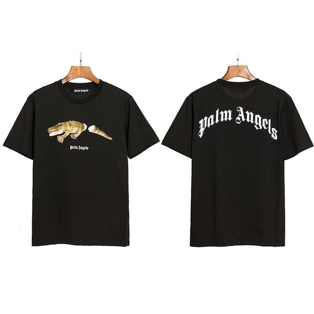 Versión correcta de PA camiseta de manga corta Palm Angel Decapitated Bear Angels Butterfly Print Teddy Bear Love Half SleeveCocodrilo de cola negra