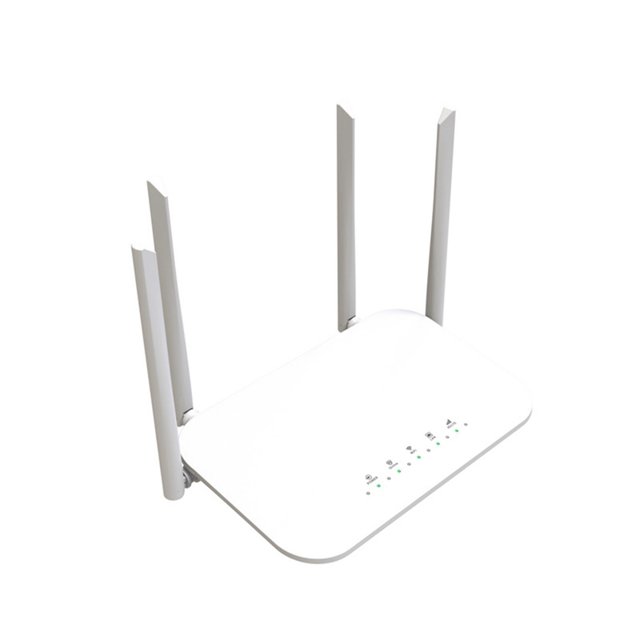 lc117 4g cpe 4g wifi router tarjeta sim hotspot cat4 32 usuarios rj45 wan lan módem inalámbrico lte router enchufe de la ue (lc117-eu) enrutador blanco de escritorio con cuatro antenas externas verticales, carcasa ABS de esquinas redondeadas y fila de LEDs frontales; dispone de cuatro puertos RJ45, admite tarjeta SIM (no incluida), redes 3G/4G y conexión WiFi 2.4 GHz para hasta 32 usuarios, y suele usarse para compartir Internet móvil en oficinas pequeñas.