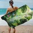 thumbnail image 2 of 1pc Beach Towel Watercolor Monstera Leaves Lightweghit Sand Free Pool Towels Green Tropical Plants Microfiber Soft Absorbant Travel Towels for Swim Camping Gym Bath 29x59in, A, 2 of 6