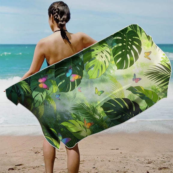 Summer Printed Beach Towel, Super Absorbent Sand Free Beach Blanket, Quick Dry Microfiber Towels for Beach Pool Travel Swimming, 60" x 30"