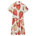 thumbnail image 4 of Strawberry Fruit Watercolor Womens Shirt Dresses Women'S Short Sleeve Dress Turn-Down Collar Dress A Line Casuall Dress Oversize(XS-6XL), 4 of 7