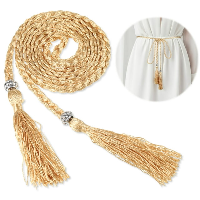 Guardurnaity Exquisito cinturón de cintura trenzado para mujer con borla y lazo, estilo fino. Cinturones