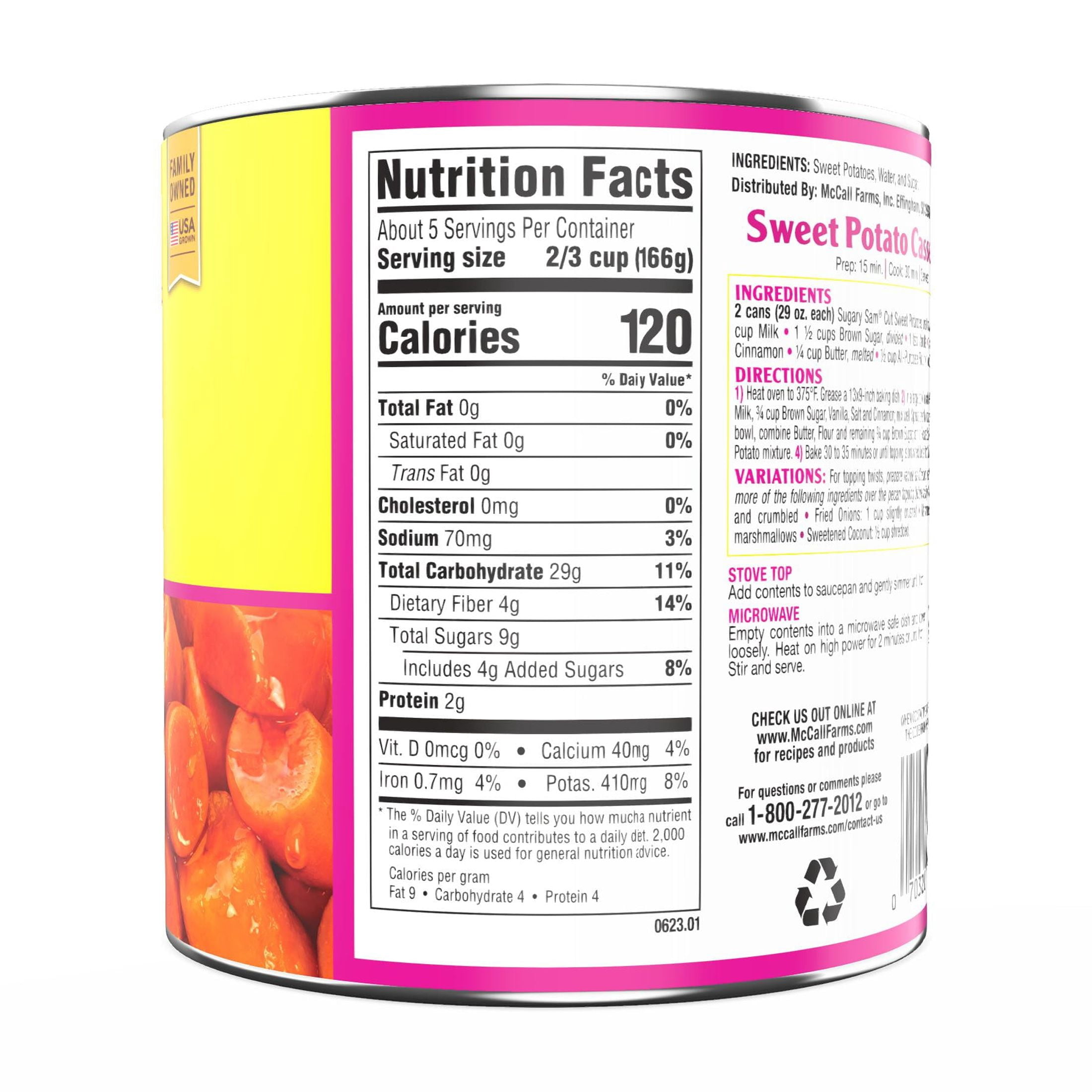 Sugary Sam Golden Cut Sweet Potatoes Yams in Syrup, 29 oz., Can