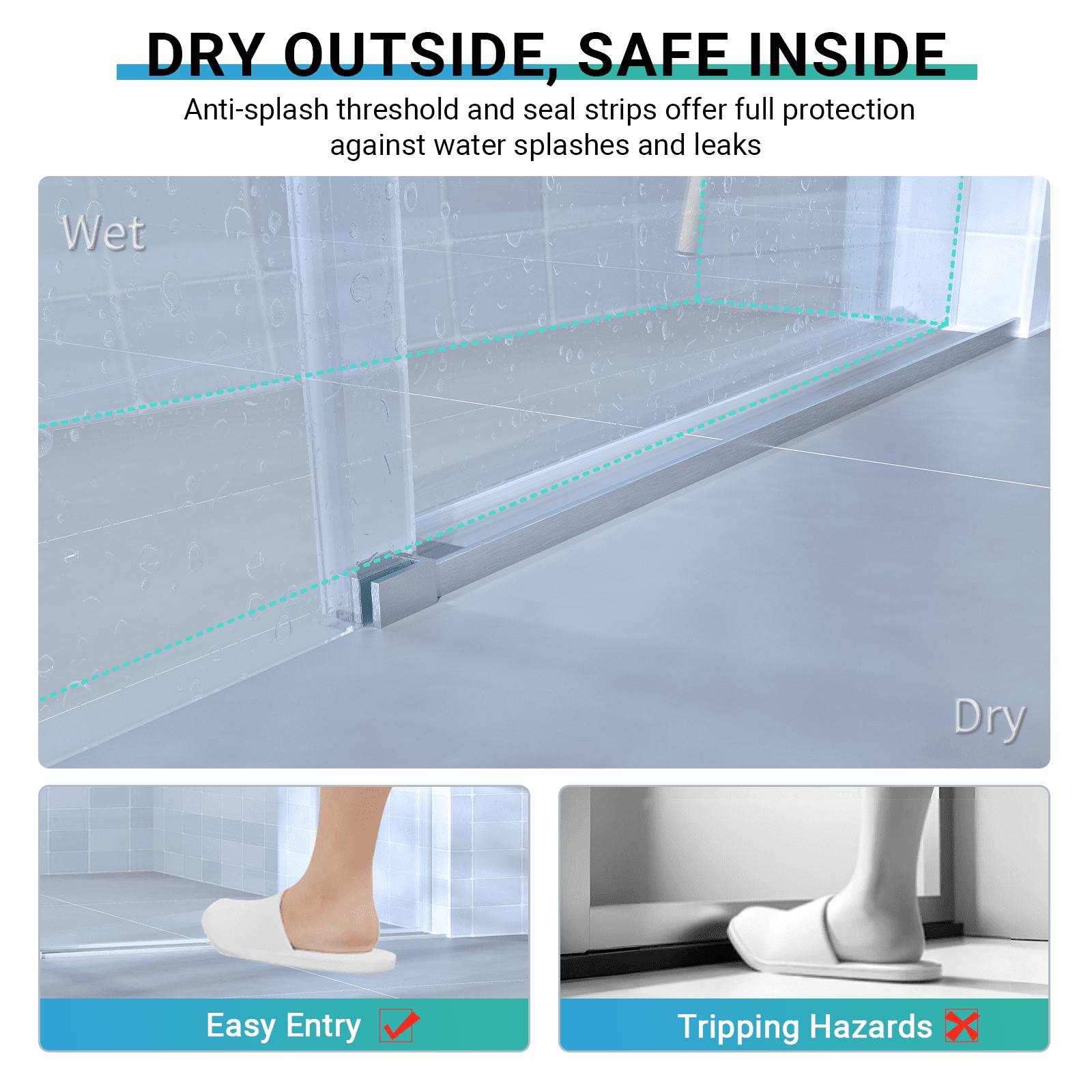 PAPROOS 56”-60”W x 76”H Frameless Sliding Shower Door, Bypass Bathroom Shower Door with 1/4 inch Tempered Glass, Adjustable Bathroom Doors with ANSI-Certified for Walk-in Shower, Brushed Nickel