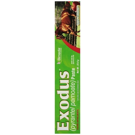 6850007 Exodus Equine Deworm Paste Horses, 23.6gm, Treats in the removal and control of large strongyles, small strongyles, pinworms and large roundworms in horses By