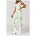 thumbnail image 2 of AEXTO Two Piece Color Block Womens Workout Sets Cross Back Tank Top Matching High Waist Leggings Sets Gym Outfits Activewear, 2 of 5