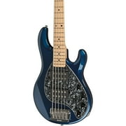 Angle View: Ernie Ball Music Man Stingray 5 HH 5-String Electric Bass Pearl Blue Maple Fretboard