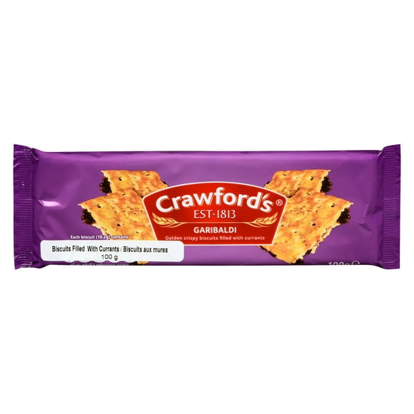 Biscuits Crawford Garibaldi - biscuits minces croquants généreusement garnis de groseilles moelleuses. 100 g