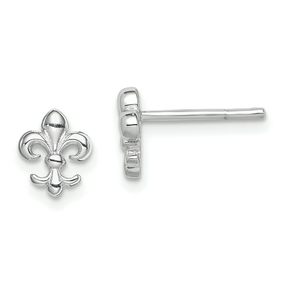 Primal Silver Sterling Silver Rhodium-plated Fleur De Lis Post Earrings