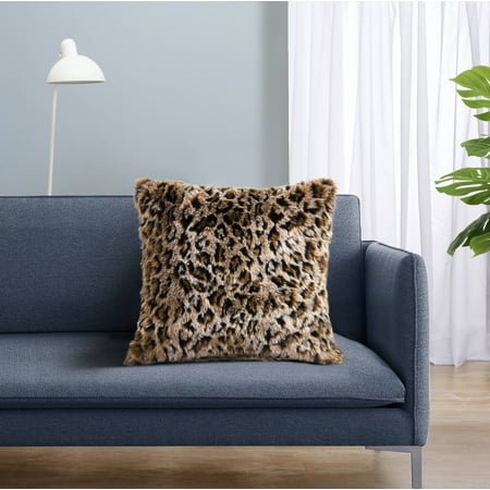 Mainstays Leopard Faux Fur Decorative Pillow