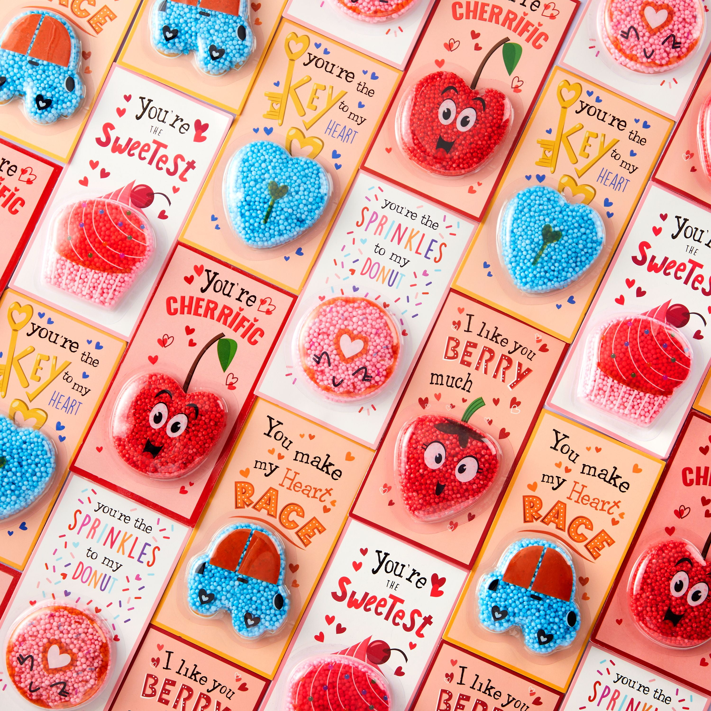 Joyfy 30 Packs Valentine's Day Gift Cards with Play Modeling Squashy Bead Foam, Fun Modeling Foam Toy for Valentine Party Favor, School Classroom Gift Exchange Prizes