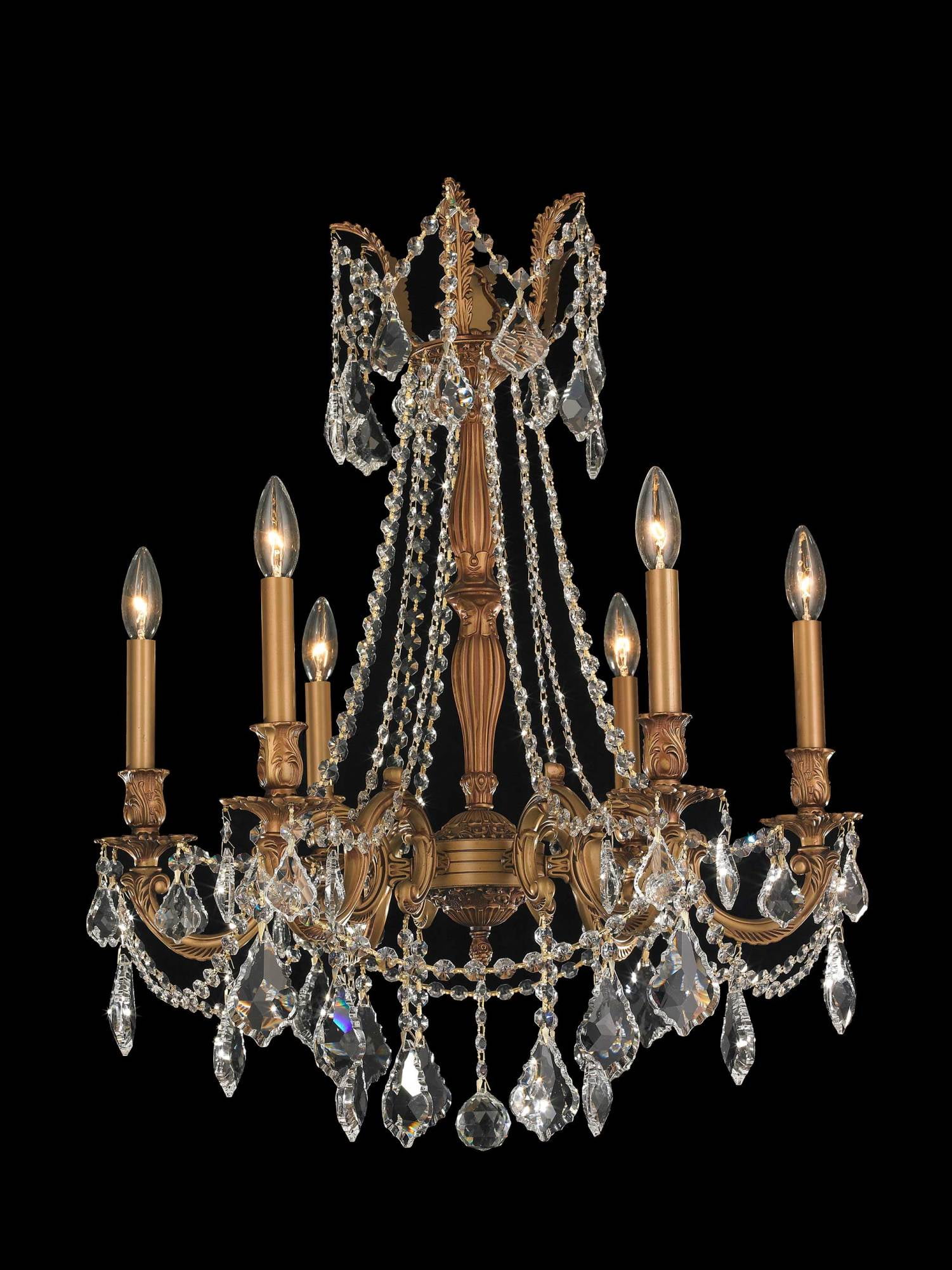 Windsor Collection 6 Light French Gold Finish and Clear Crystal Chandelier 23