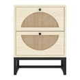 thumbnail image 3 of Spaco Modern End Table with 2 Drawers, Rustic Wood Bedside Table for Indoor as Bedroom, Brown, 3 of 9