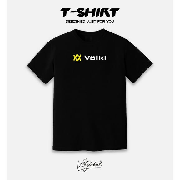 Volkl Sports Black Ski Snowboard Winter Gear Alpine Comfort Color T-Shirt, for men & women, up to size 4XL