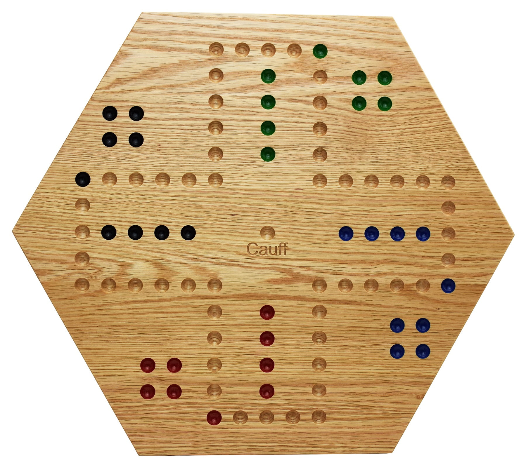 Solid Oak Double Sided Marble Board Game Hand Painted 16 inch