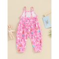 thumbnail image 3 of Bagilaanoe Toddler Baby Girl Easter Jumpsuit Sleeveless Print Romper Pleated Overalls 1T 2T 3T 4T 5T 6T Kids Long Pants Summer Clothes, 3 of 8