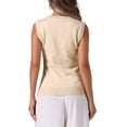 thumbnail image 3 of INSPIRE CHIC Women's Sweater Vest Square Neck Sleeveless Button Front Casual Waistcoat Tops XS Apricot, 3 of 6