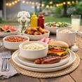 thumbnail image 3 of AmorArc Ceramic Dinnerware Sets for 4, 12 Pieces Handpainted Plates and Bowls Set with Rustic Terracotta Underside, Scratch Resistant Stoneware Dishes Set, Dishwasher & Microwave Safe,Light Beige, 3 of 9