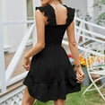 thumbnail image 4 of WCMZJ Women's Summer Casual Sleeveless Square Neck Dress 2025 Smocked Ruffle Backless Boho Beach Cute Teen Short Sundress Black L, 4 of 5