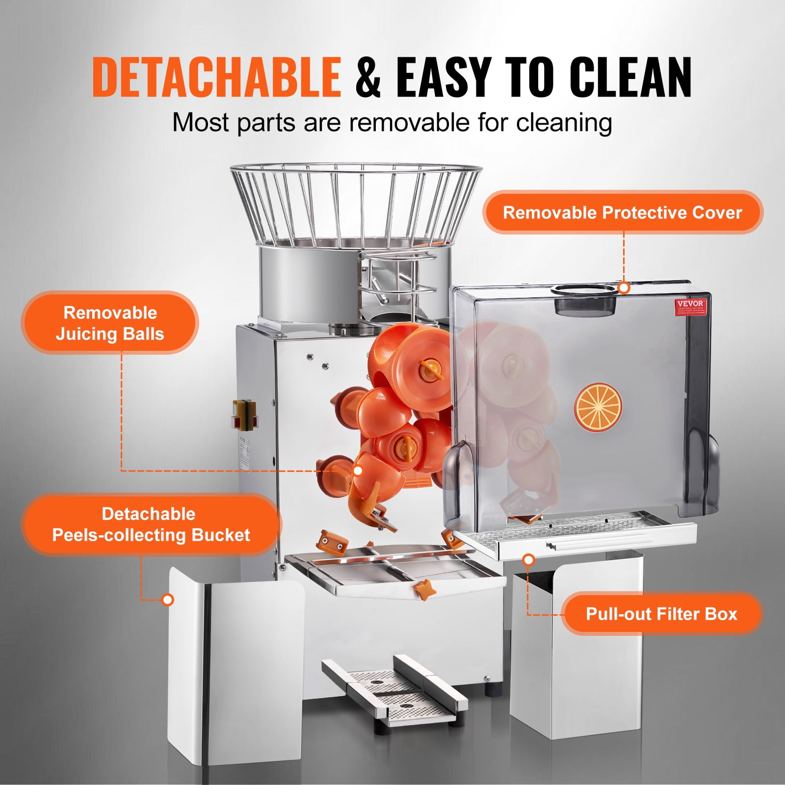 KFFKFF Commercial 120W Orange Juicer Machine Automatic Juice Squeezer Extractor