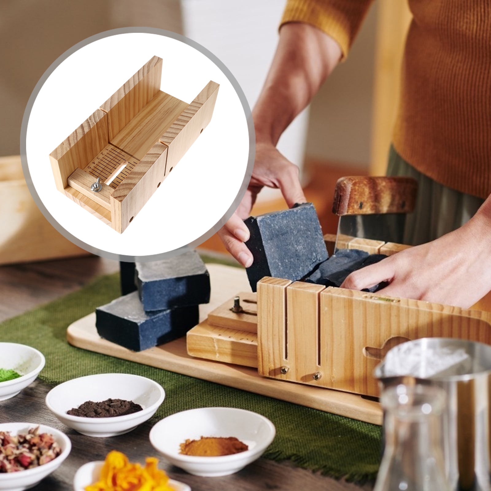 Wood Soap Loaf Cutter Mold Premium Adjustable Cutter Mold Box Soap Making  Tool Without Cutter (Wood Color)