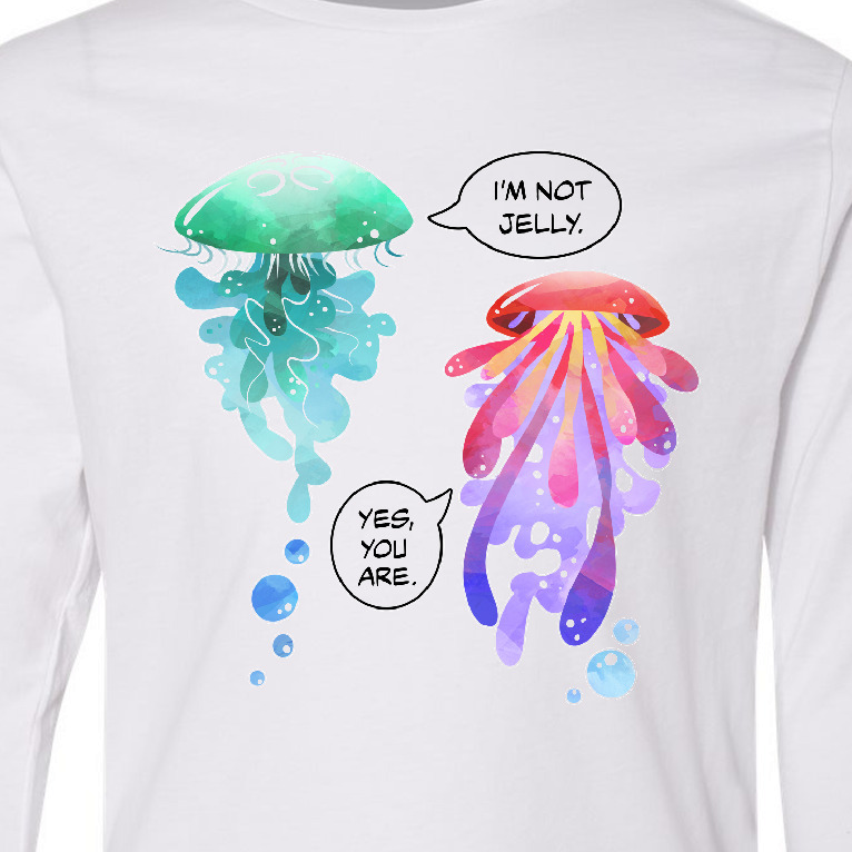 Inktastic Funny I'm Not Jelly Jellyfish in Blue and Pink Long Sleeve Youth T-Shirt - image 3 of 4