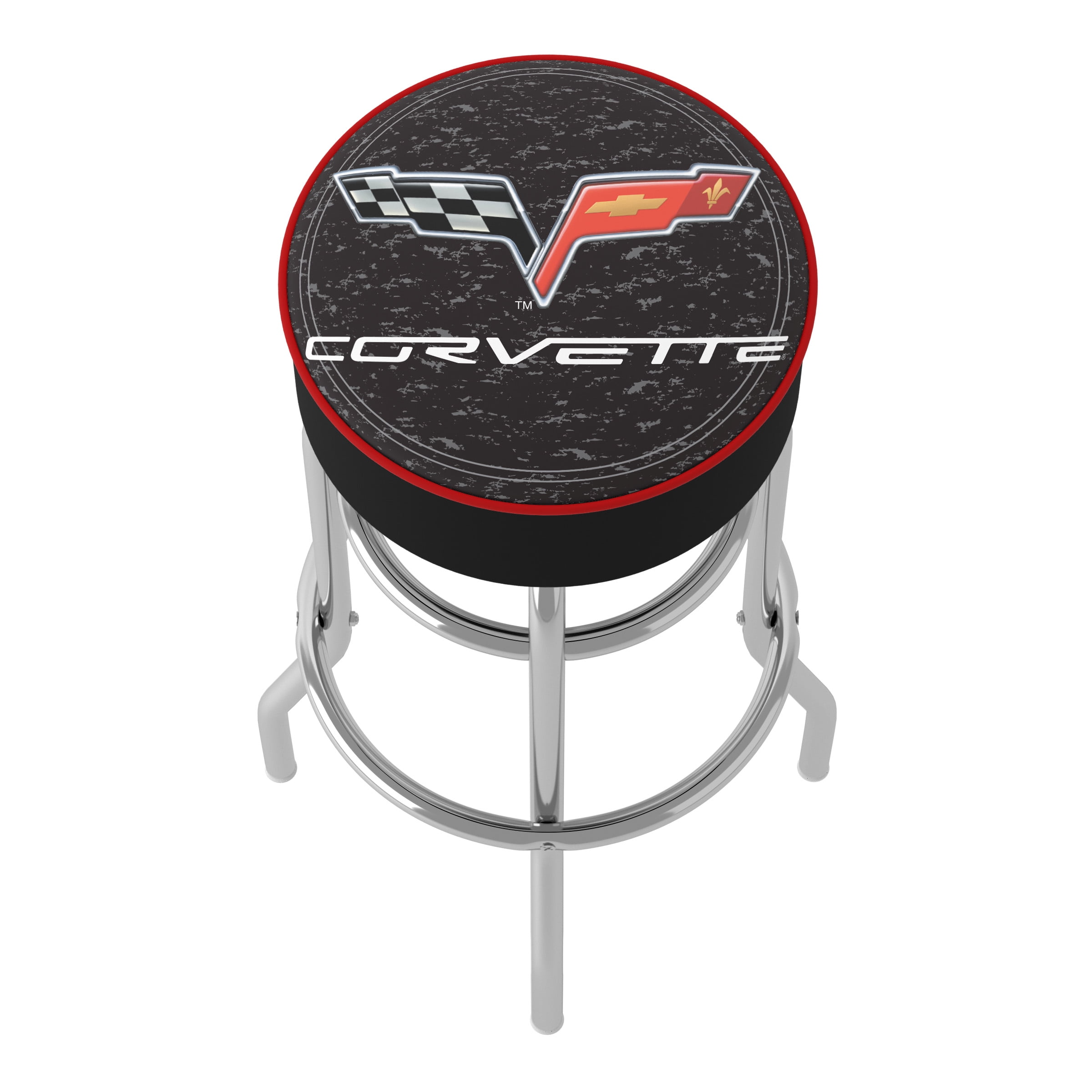 Trademark Gameroom Corvette C6 Black Bar Stool with Padded Seat