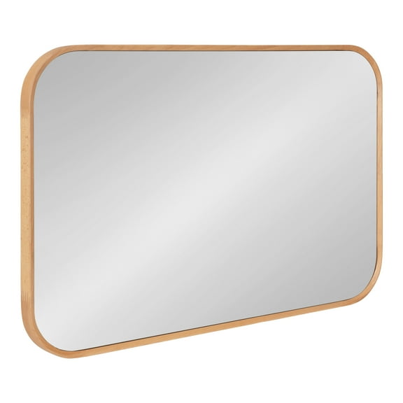 Kate and Laurel Nordlund Modern Wood Framed Wall Mirror, 23 x 35, Rustic Brown, Chic Rounded Rectangle Mirror for Wall