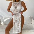 thumbnail image 6 of Conairie Womens Swim Suit Coverup Sleeveless Loose Hollow Knit Bathing Suits Cover Ups Summer Bikini Vacation Long Dress Outfits White One Size, 6 of 9