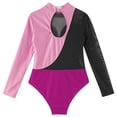 thumbnail image 4 of Alvivi Kids Girls Rhinestone Long Sleeve Ballet Dance Leotard Gymnastics Biketard Ice Skating Bodysuit Hot Pink 14, 4 of 5