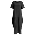 thumbnail image 4 of Sngxgn Women's Pleated Flowy Dresses Casual Midi Ruffle Dress(Black,XXL), 4 of 5