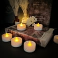 thumbnail image 4 of 6pcs Remote Controlled LED Tea Light Yellow Flickering Bulb,Long Lasting Battery Operated LED Votive Candle with Timer, 4 of 10