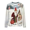 thumbnail image 6 of Women's Christmas Fleece Sweatshirt Long Sleeve Crew Neck Santa Claus Christmas Tree Graphic Print Casual Loose Hoodies for Holiday Party Multicolor-3 M, 6 of 9