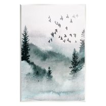 Stupell Industries Birds Flying Woodland Trees Nature Painting Unframed Art Print Wall Art, 10 x 15
