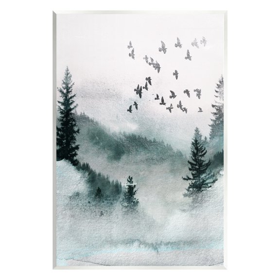Stupell Industries Birds Flying Woodland Trees Nature Painting Unframed Art Print Wall Art, 10 x 15