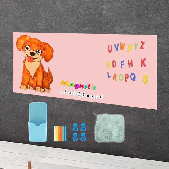 Magnetic Chalkboard Contact Paper,16"x32" pinkboard Wallpaper Peel and Stick,Magnetic PinkBoard Wall Decal for Home Playroom Classroom (Pink)