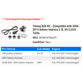thumbnail image 2 of Timing Belt Kit - Compatible with 2008 - 2014 Subaru Impreza 2.5L H4 EJ255 Turbo 2009 2010 2011 2012 2013, 2 of 2